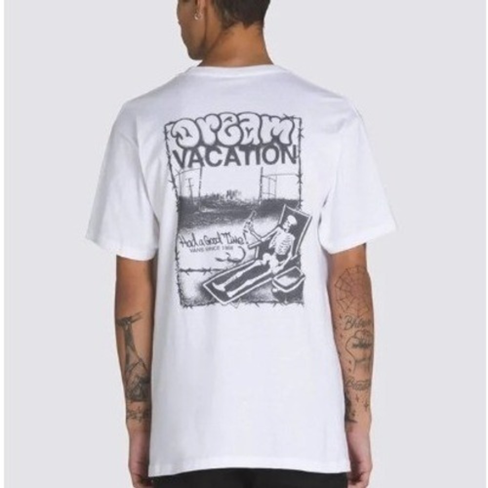 Vans Mens Dream Vacation Skeleton Graphic T-Shirt White XXL VN0008M6NWHT New
